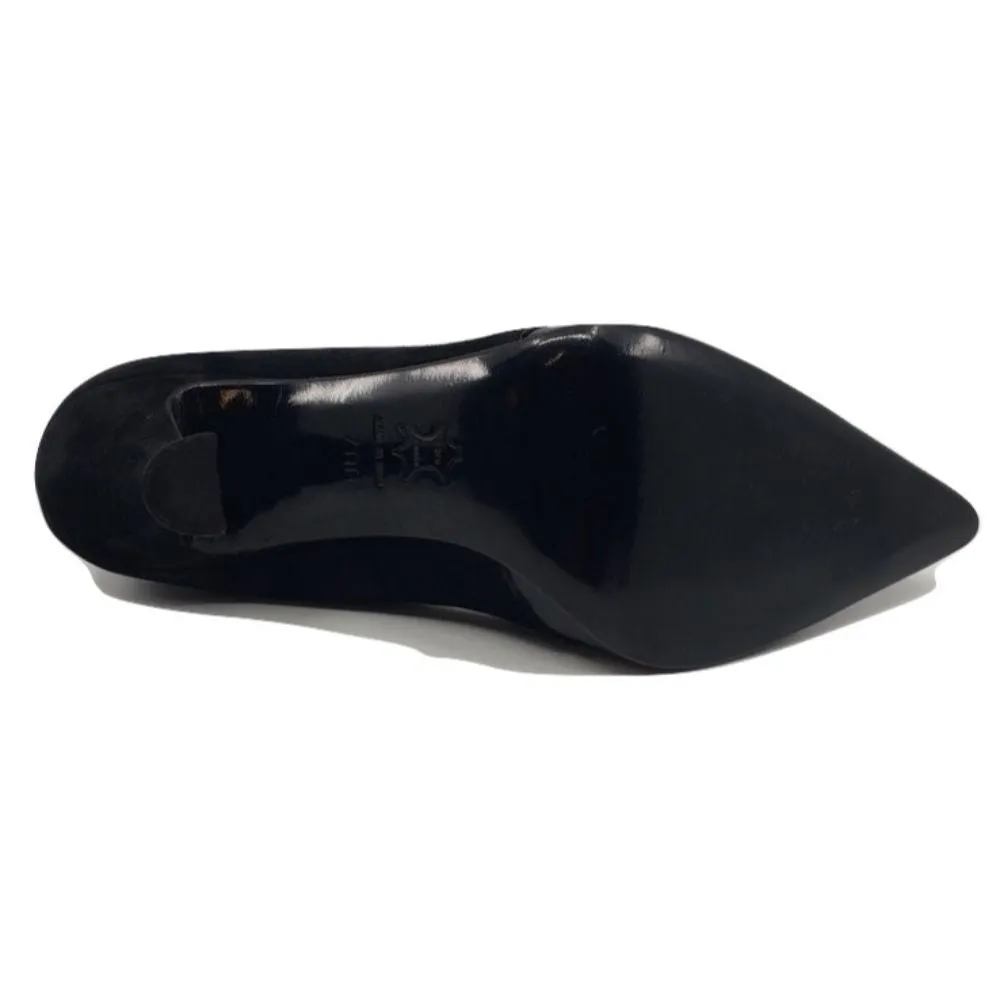 1728 Vernice Crepe Versani Black Suede and Leather Pumps