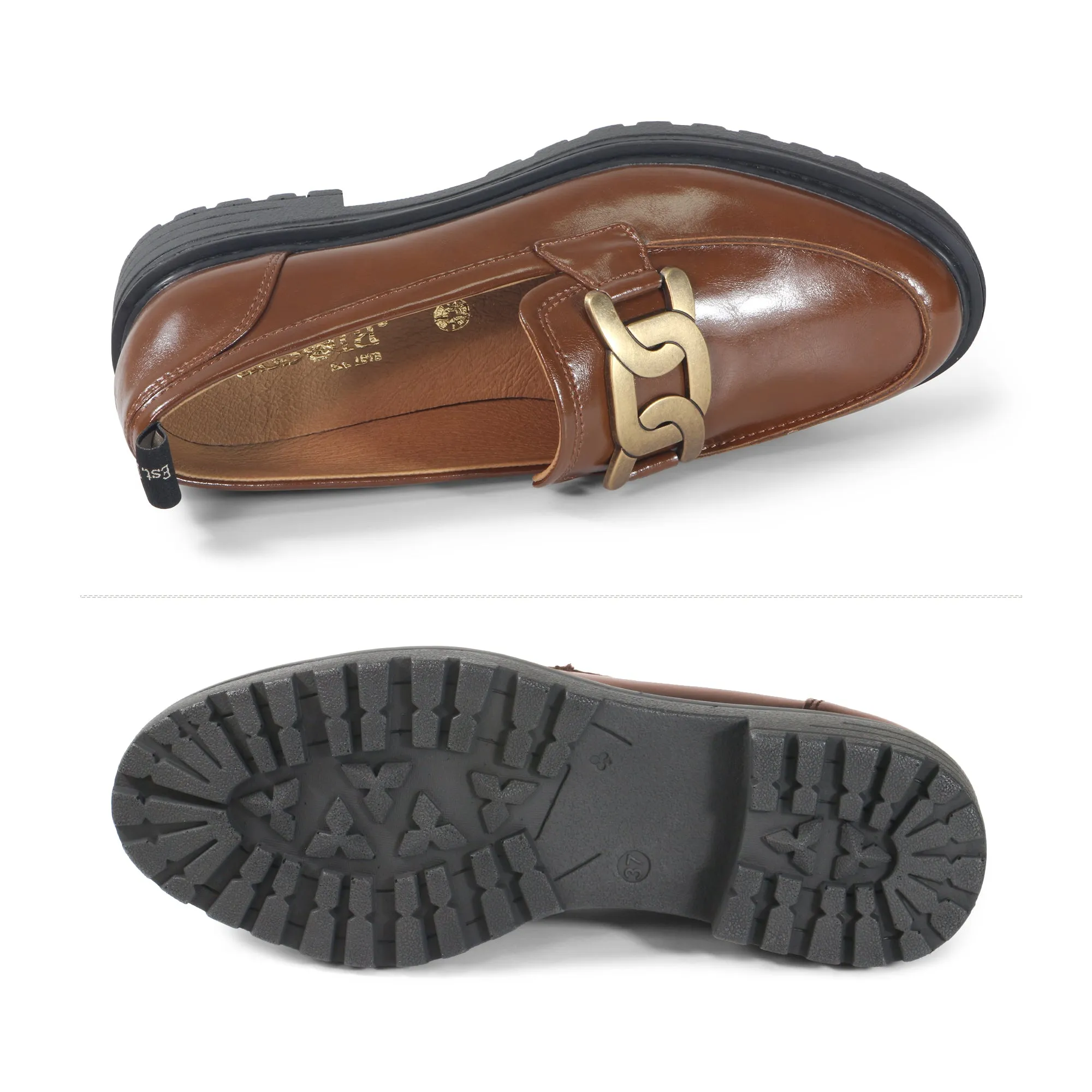 Arezzo Metallic Chain Loafers (Nutshell)