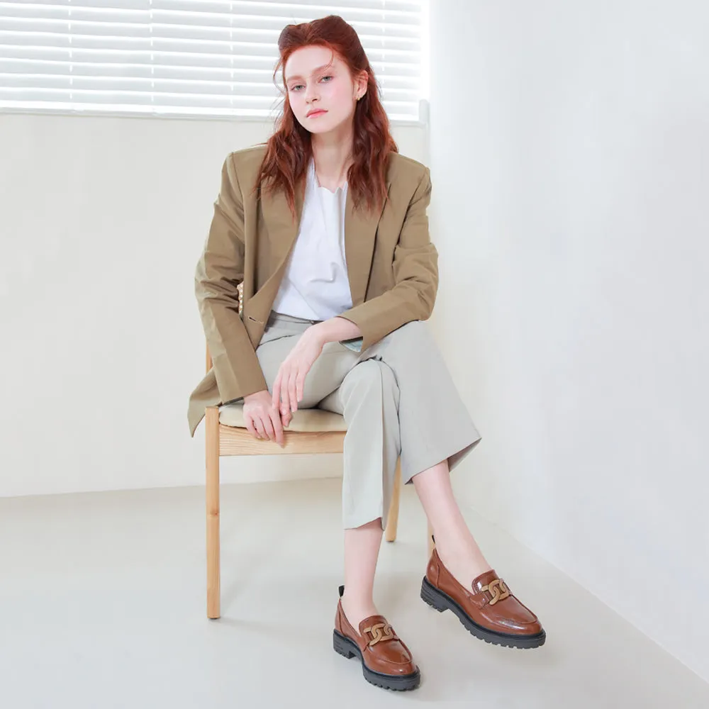 Arezzo Metallic Chain Loafers (Nutshell)