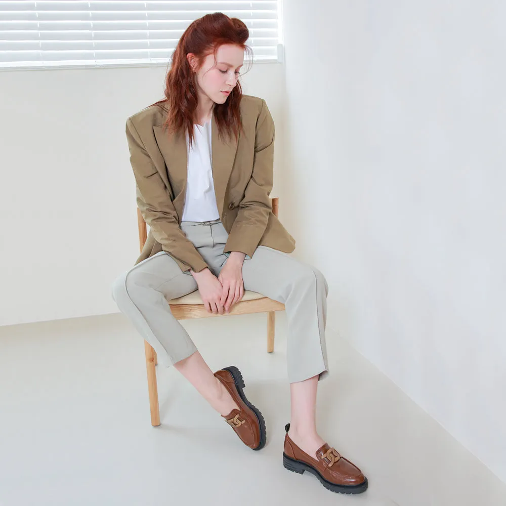 Arezzo Metallic Chain Loafers (Nutshell)