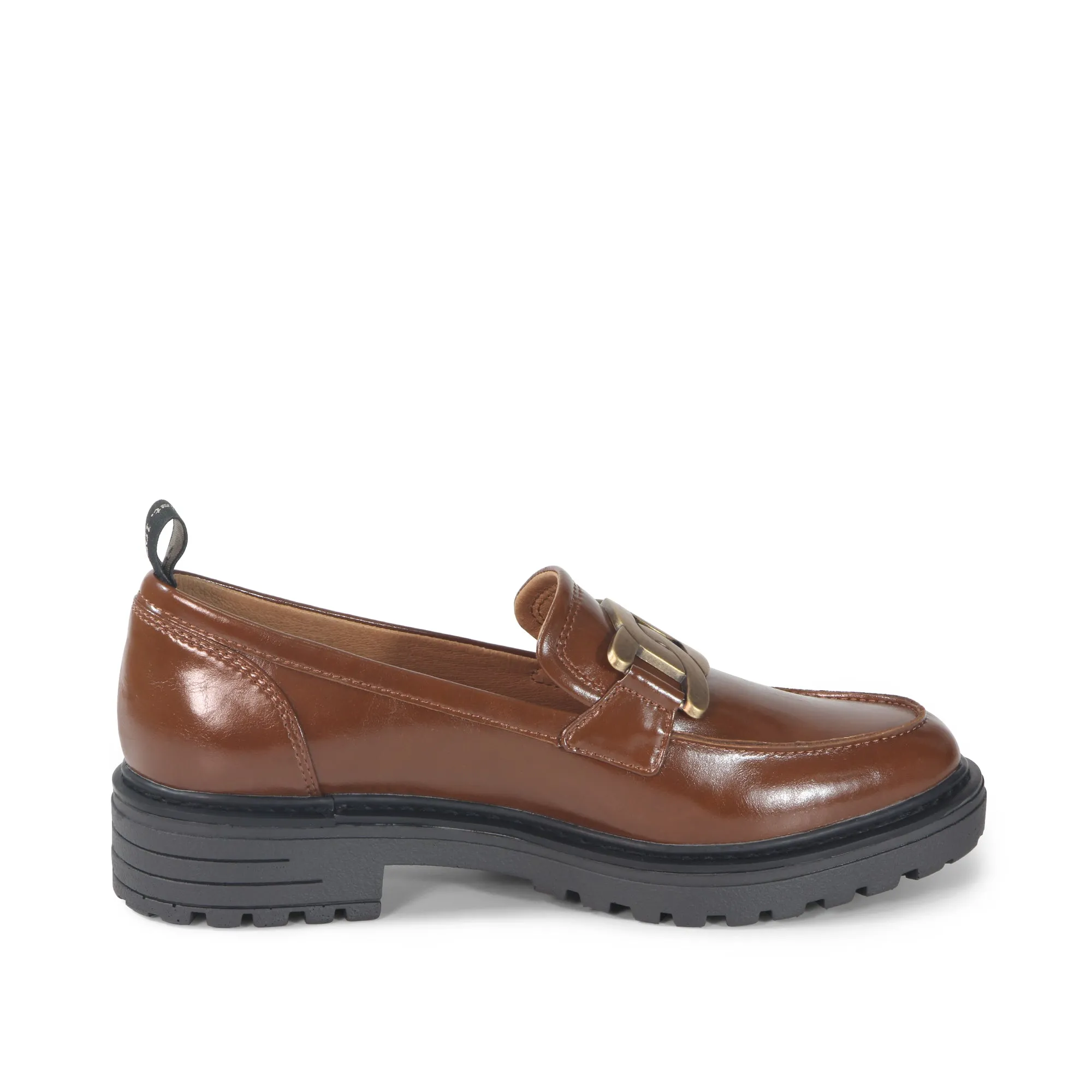 Arezzo Metallic Chain Loafers (Nutshell)