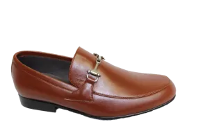 Atlanta Mocassin Brown Leather Chain Slip On Loafer B526