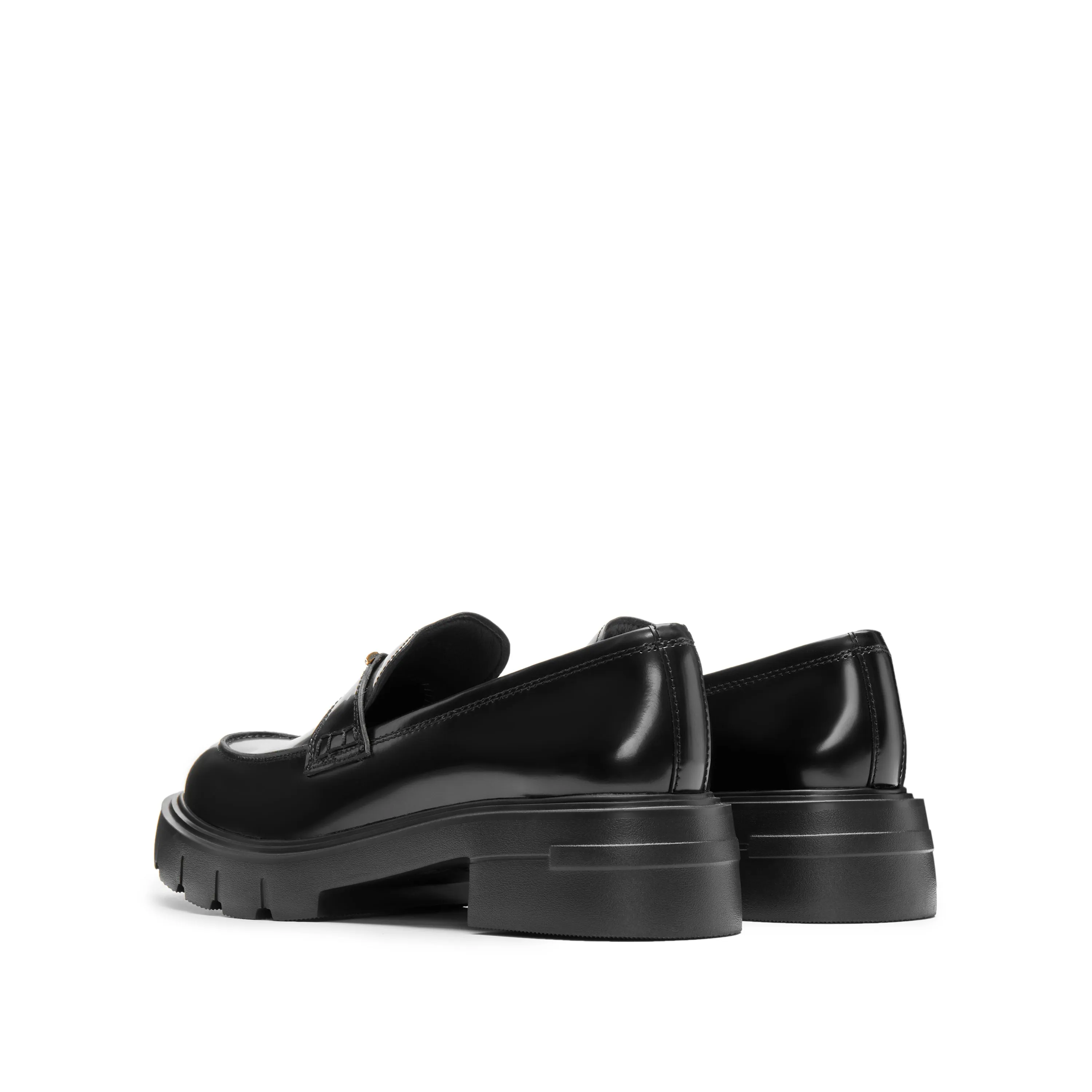 Black Signature Golden Seagull Leather Loafers