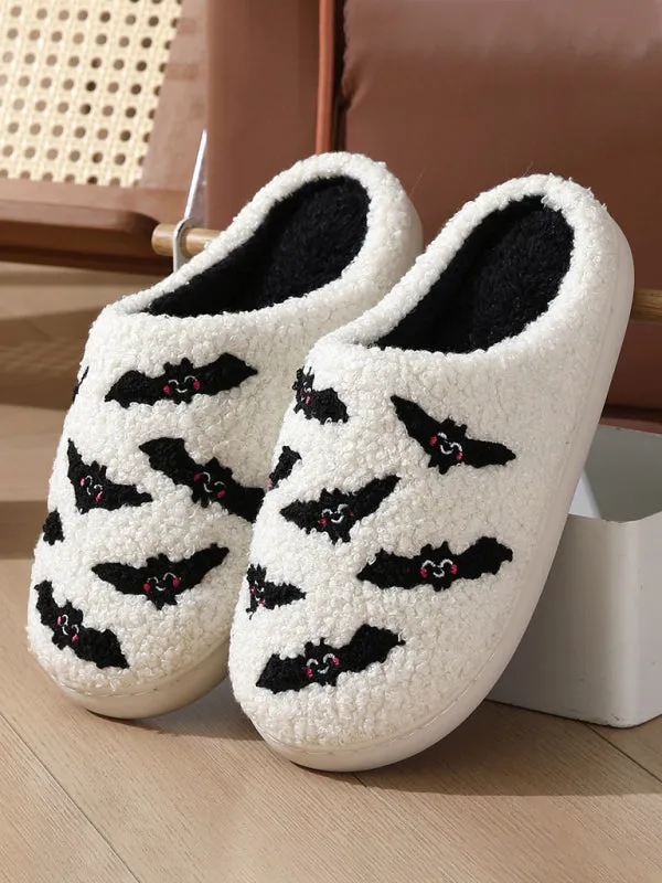 Blue Zone Planet |  Halloween Love Skeleton Hand Pattern Home Plush Warm Slippers