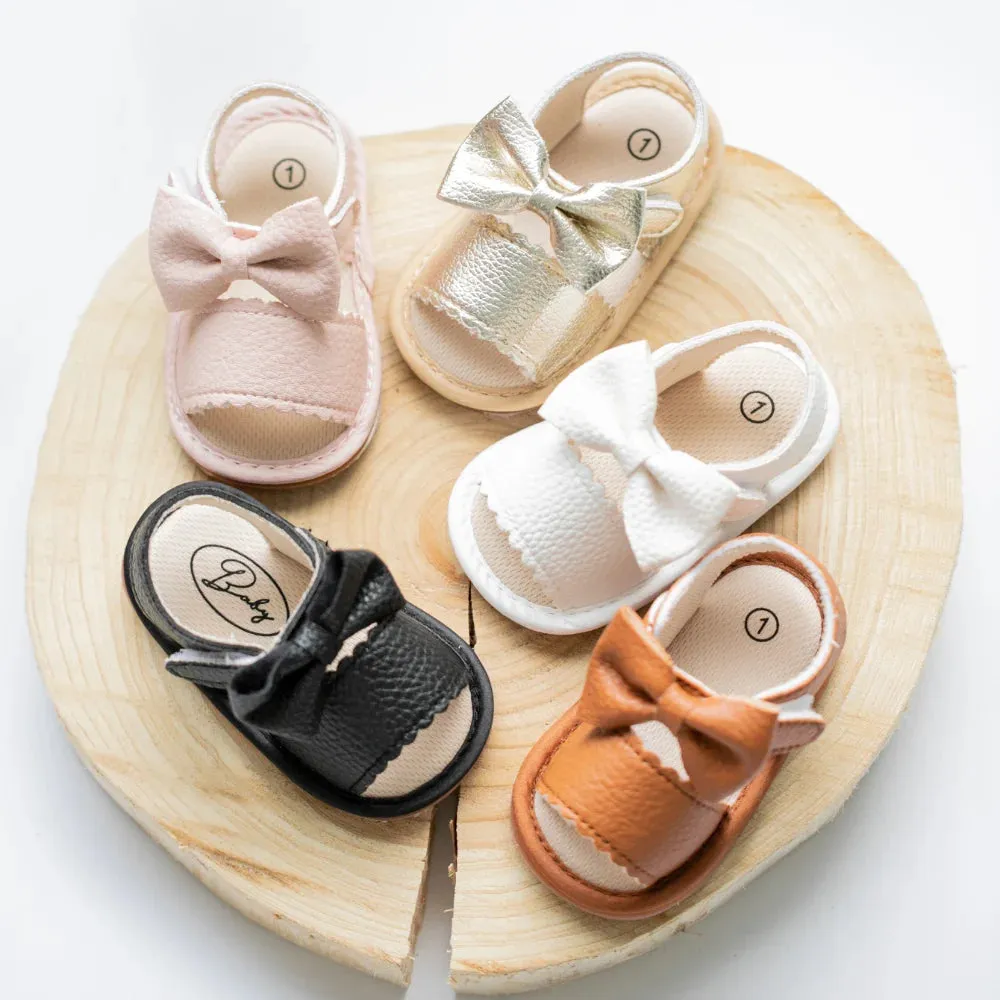 Breathable Anti-slip First Walker Bowknot Leather Sandals