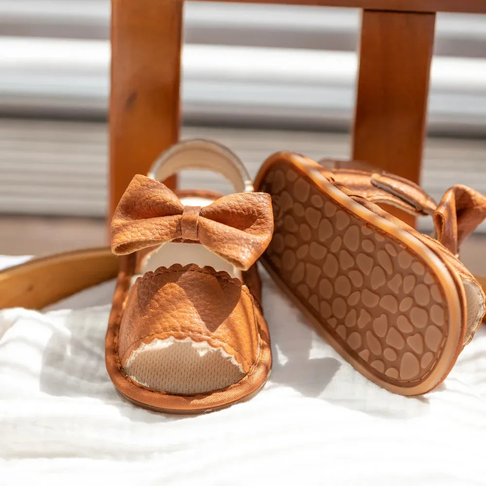 Breathable Anti-slip First Walker Bowknot Leather Sandals
