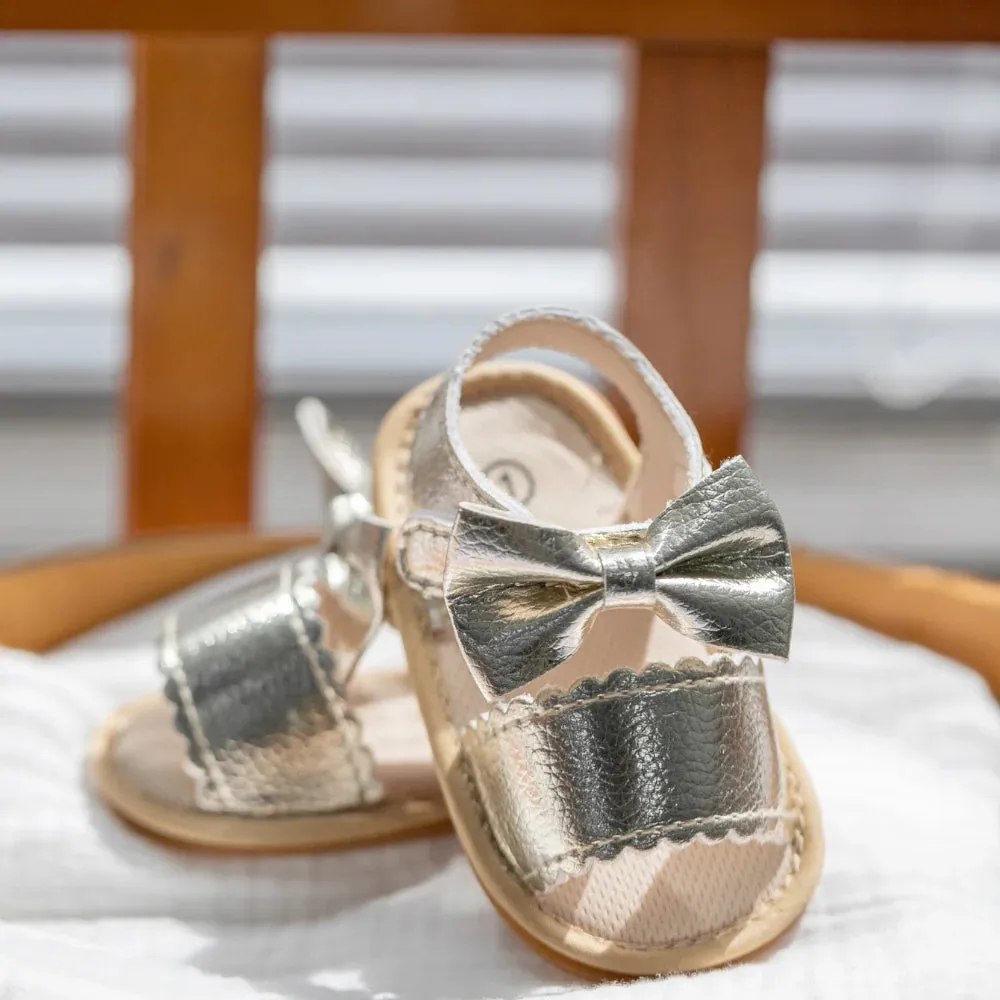 Breathable Anti-slip First Walker Bowknot Leather Sandals