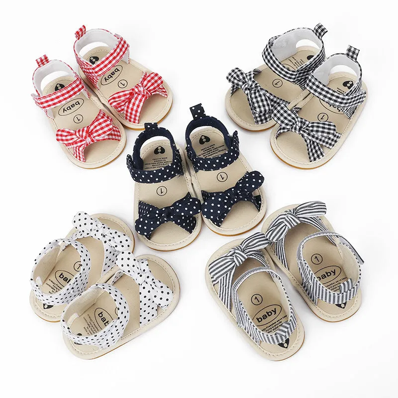 Breathable Cotton Velcro Strap Stripe Sandals
