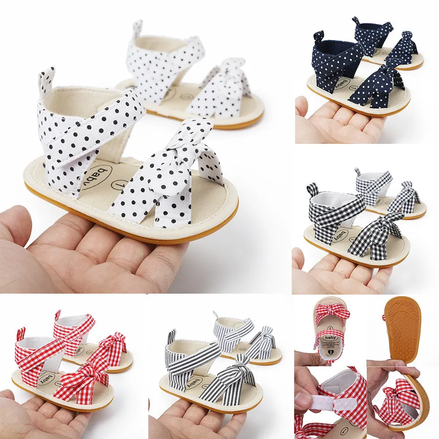 Breathable Cotton Velcro Strap Stripe Sandals