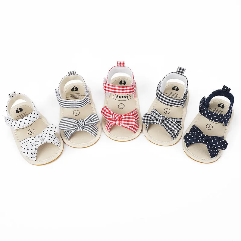 Breathable Cotton Velcro Strap Stripe Sandals