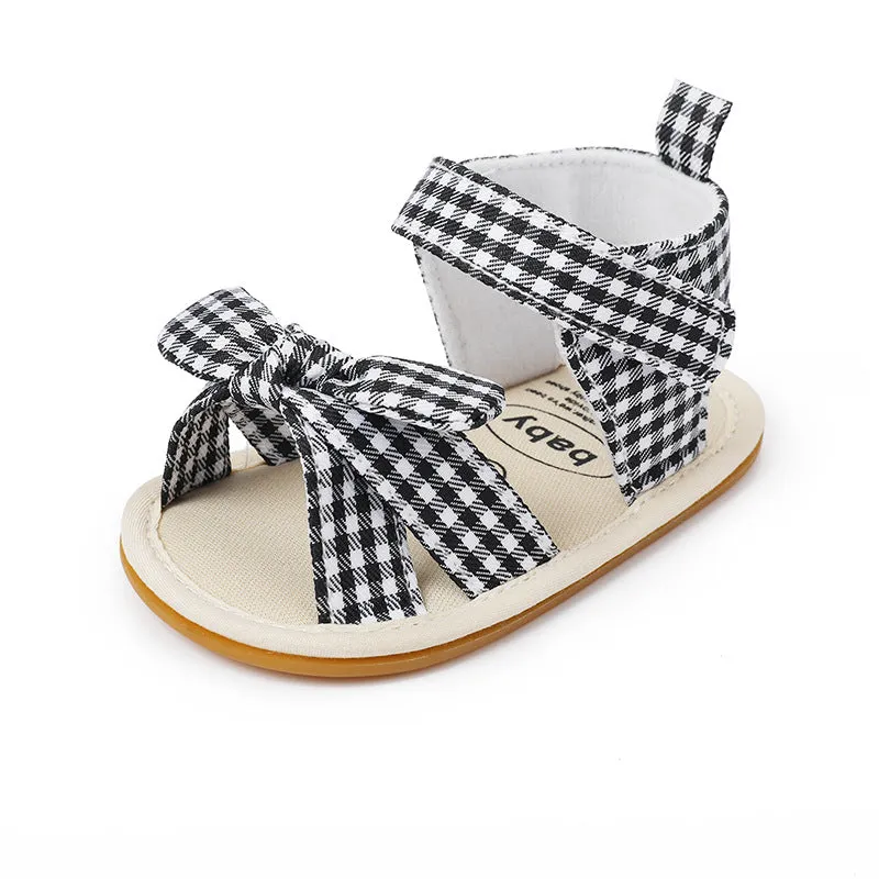 Breathable Cotton Velcro Strap Stripe Sandals
