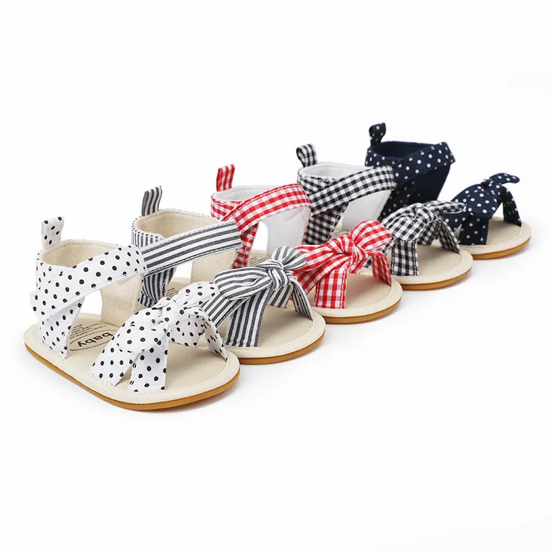 Breathable Cotton Velcro Strap Stripe Sandals