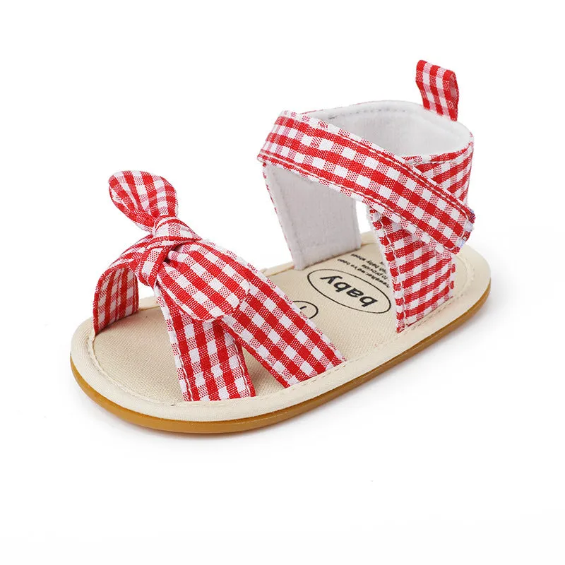 Breathable Cotton Velcro Strap Stripe Sandals