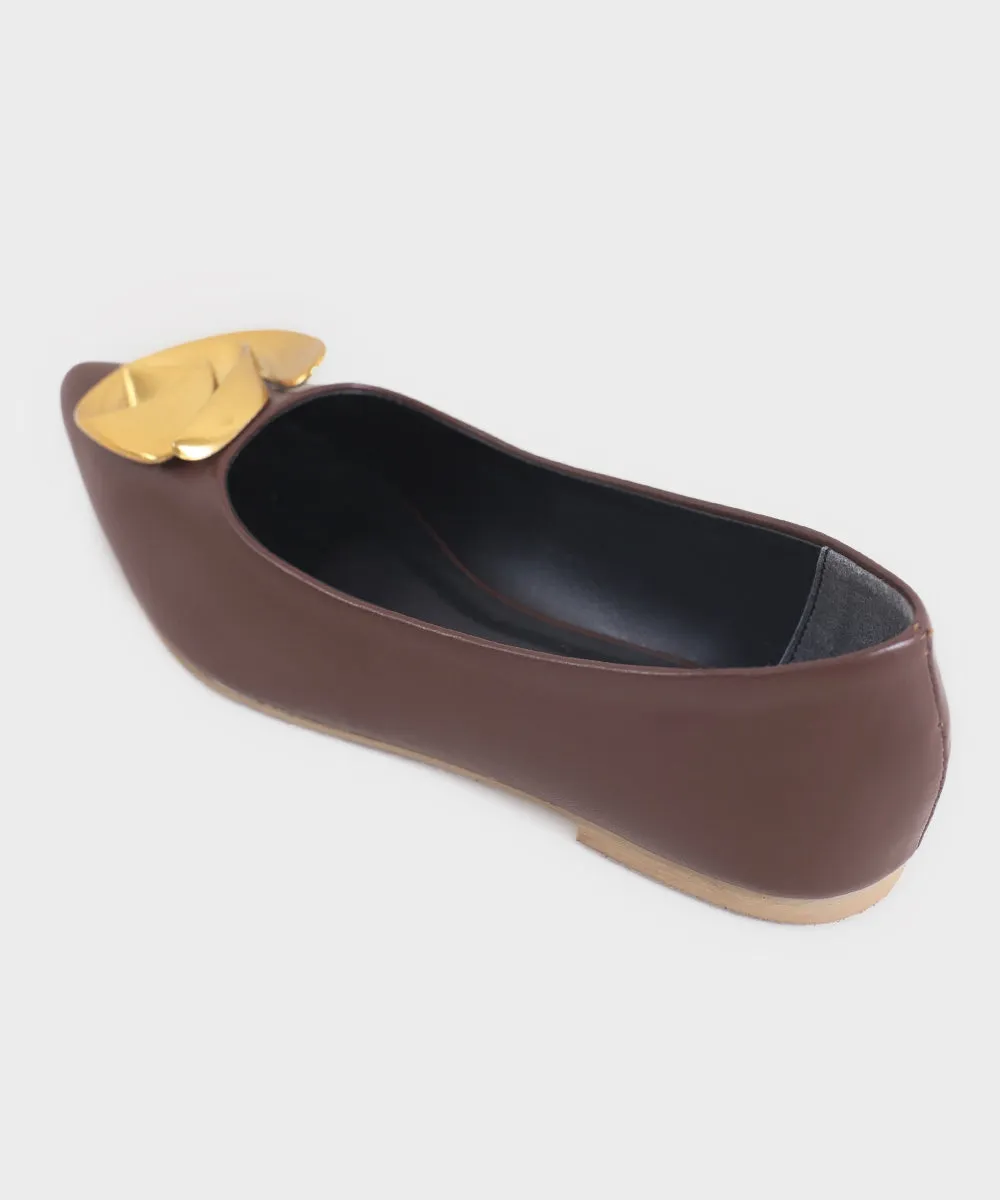 Brown Faux Leather Pumps