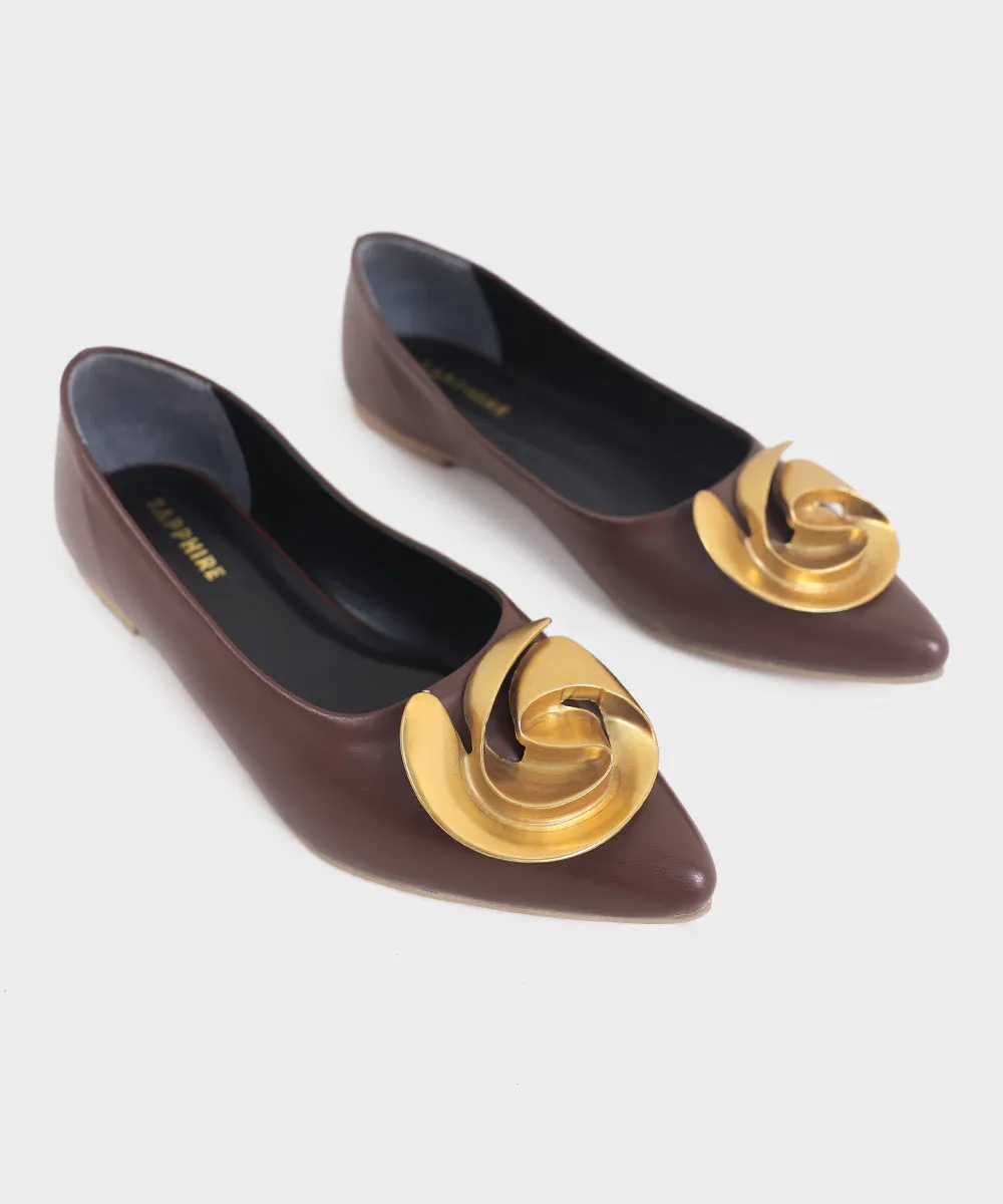 Brown Faux Leather Pumps