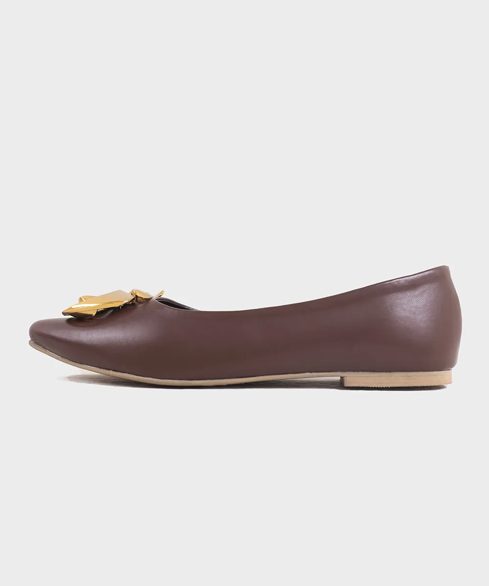 Brown Faux Leather Pumps