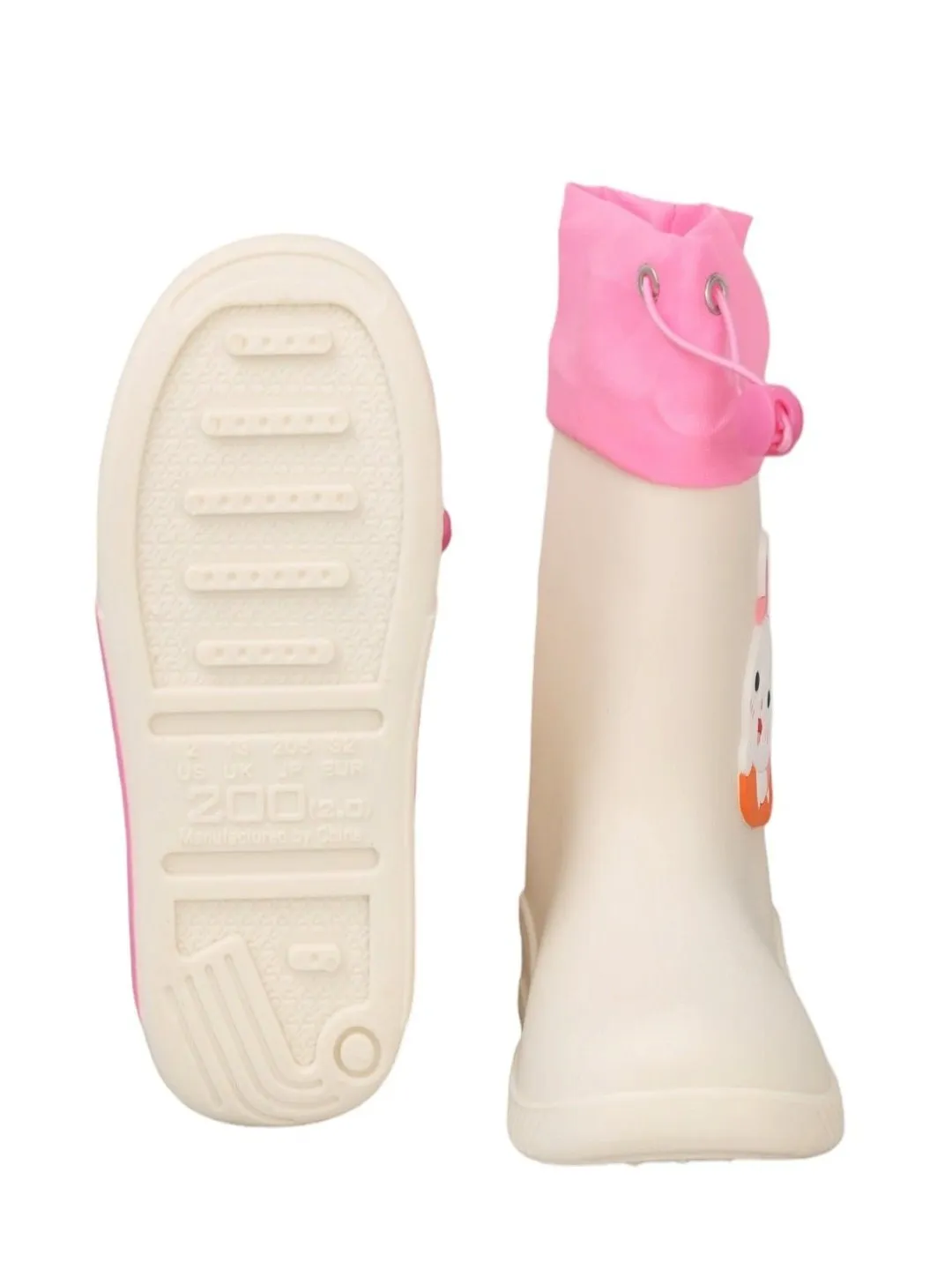 Bunny Cheerful White Rain Boots For Girls