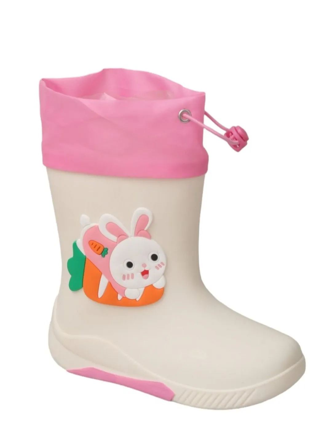 Bunny Cheerful White Rain Boots For Girls