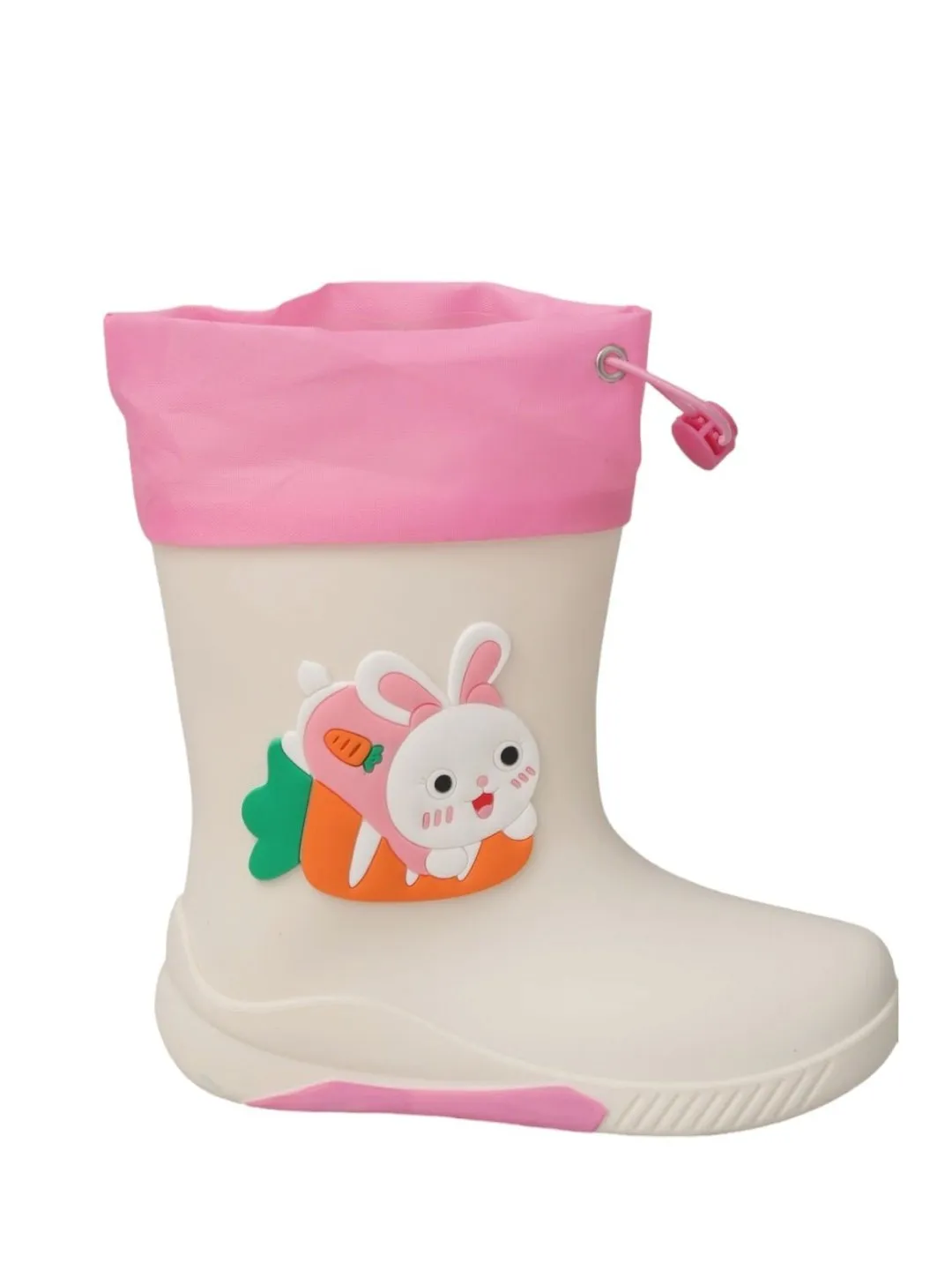 Bunny Cheerful White Rain Boots For Girls