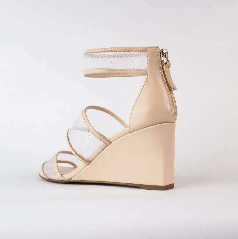 Cecelia New York Dorothy Wedge Sandals Clear Strap Heel Zip Strappy Ankle Sandal