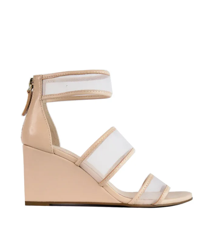 Cecelia New York Dorothy Wedge Sandals Clear Strap Heel Zip Strappy Ankle Sandal