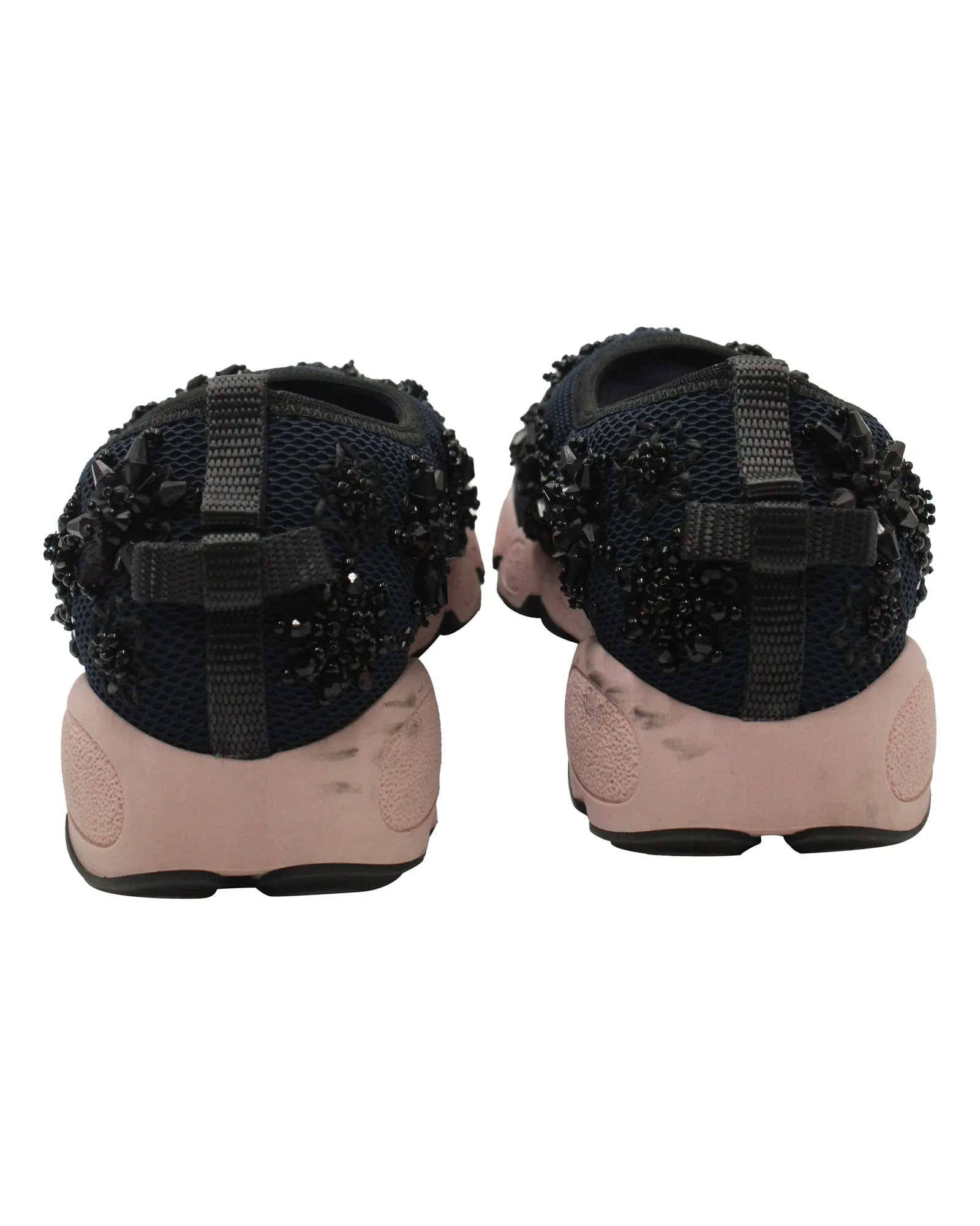 Dior Fusion Embellished Slip-On Sneakers in Navy Blue Mesh