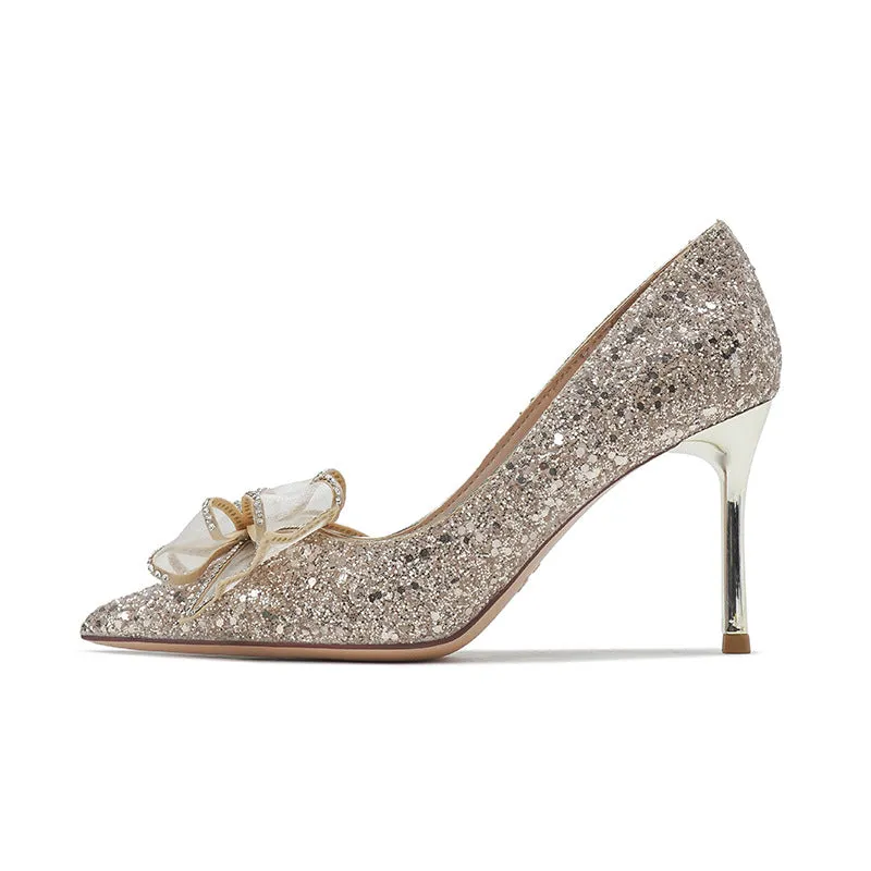 Elegant Bow High Heels Wedding Shoes