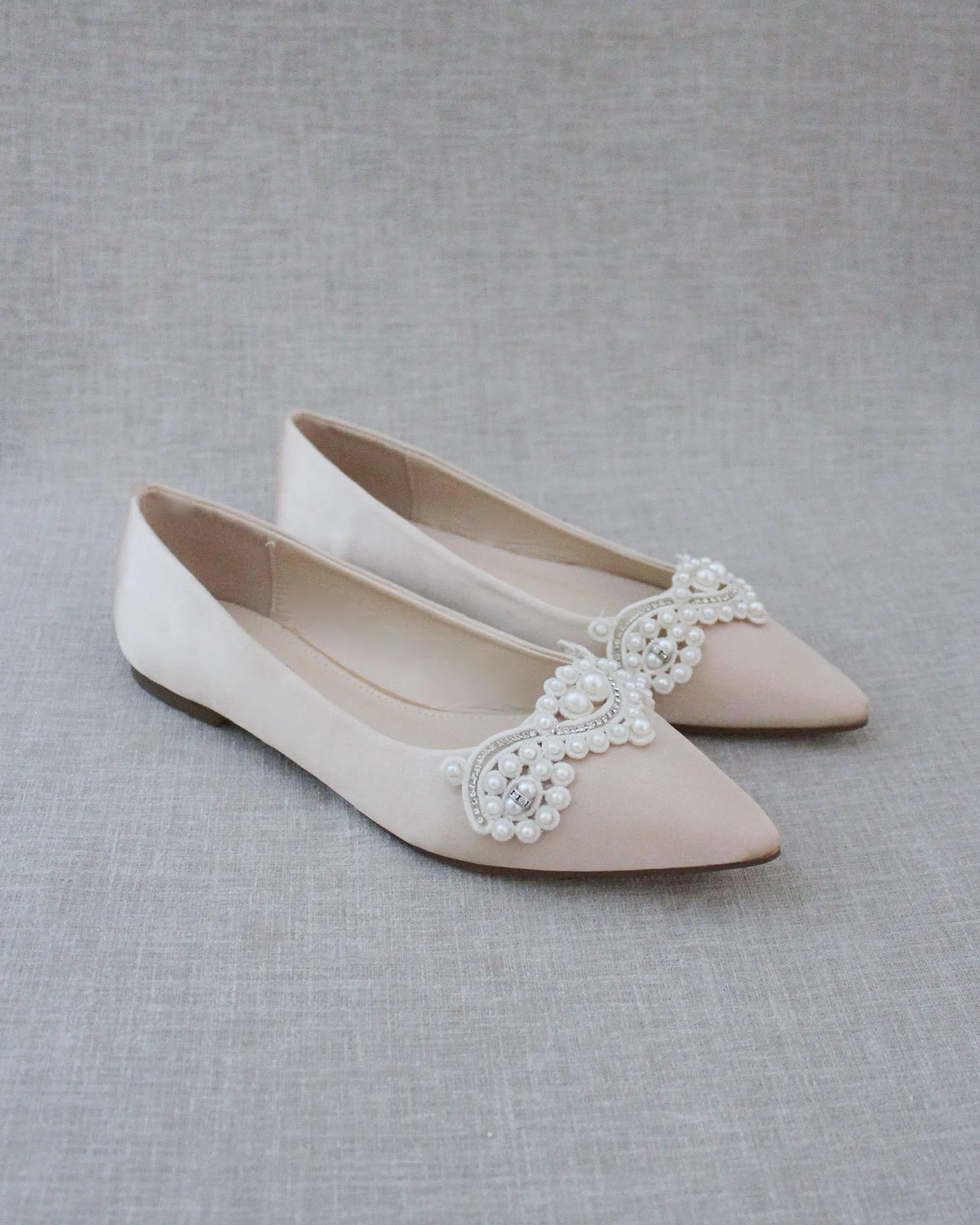 Embellished Pearl Evening Flats