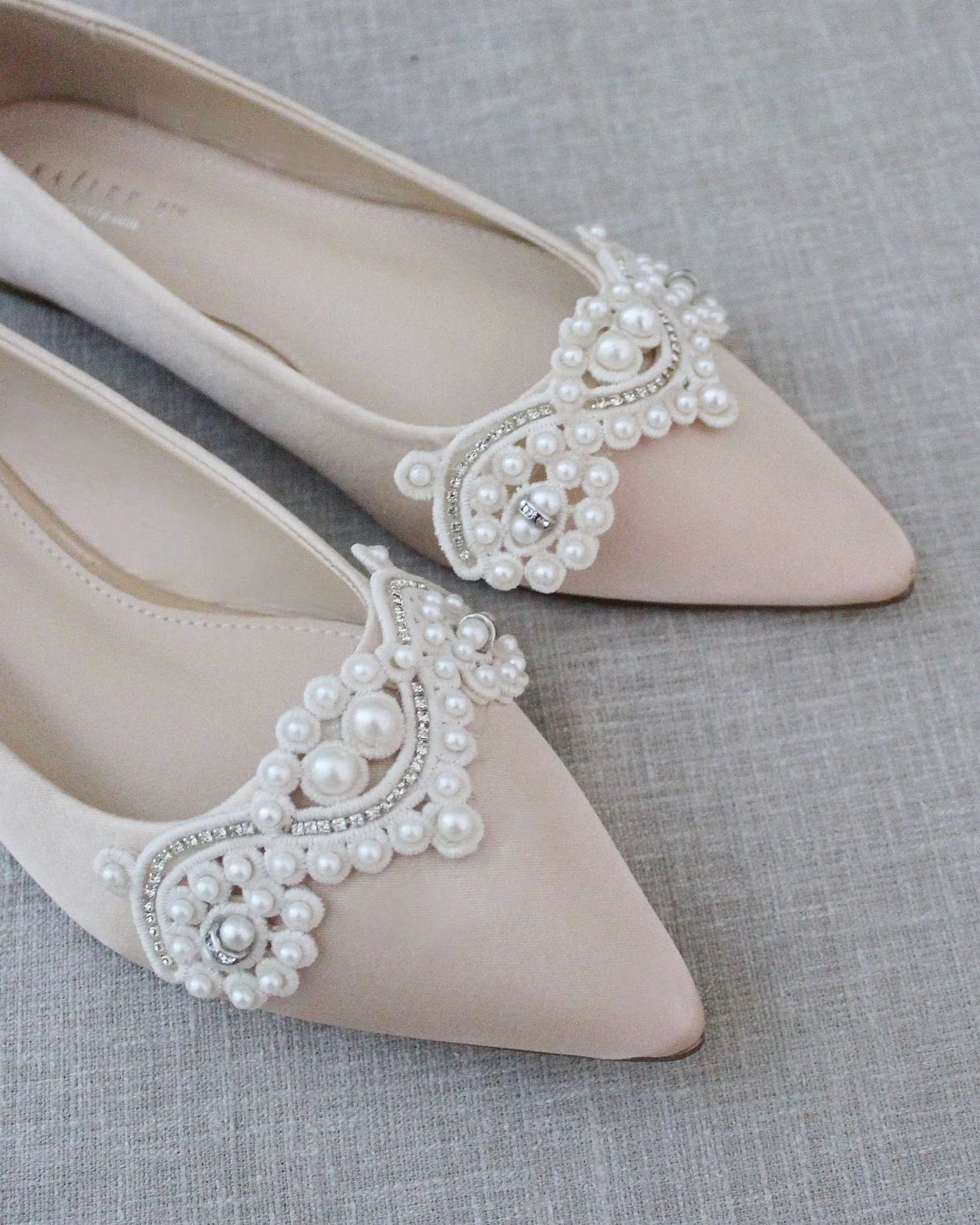 Embellished Pearl Evening Flats