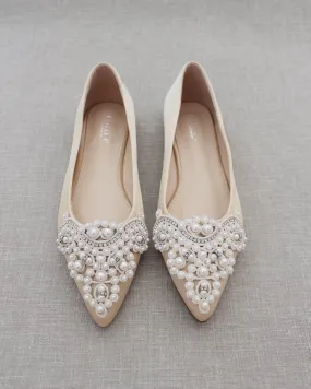 Embellished Pearl Evening Flats