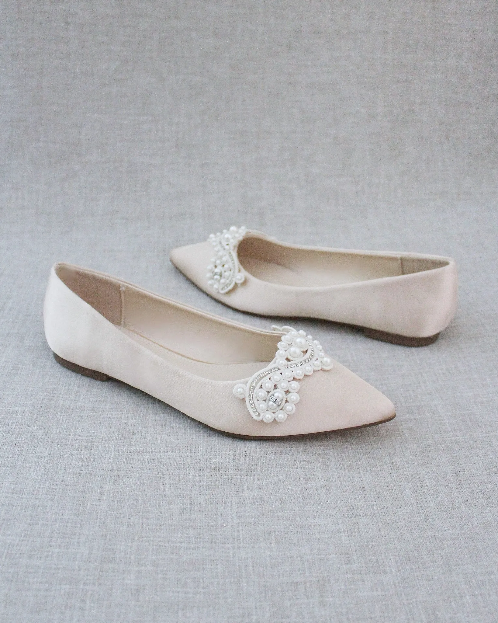 Embellished Pearl Evening Flats