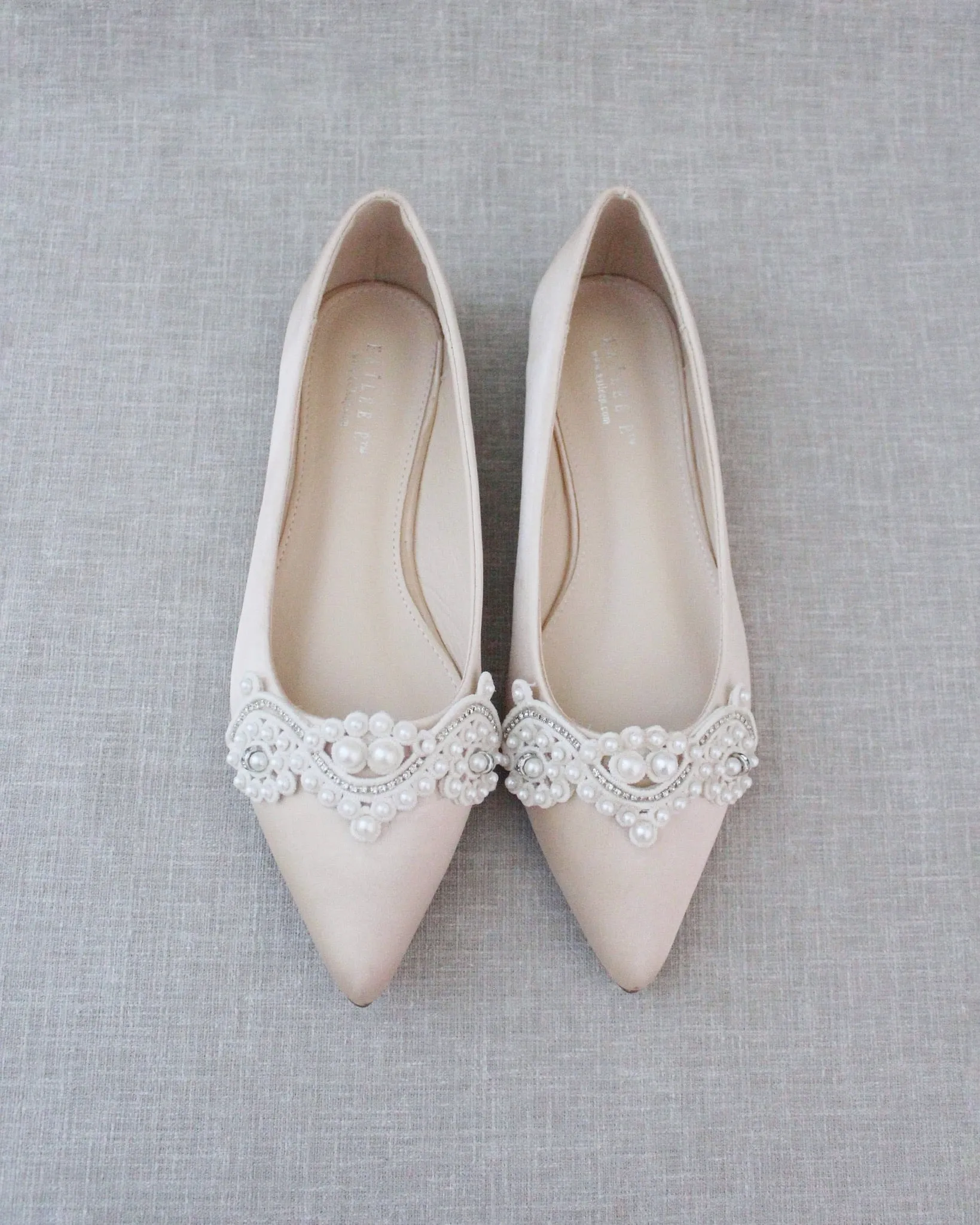 Embellished Pearl Evening Flats