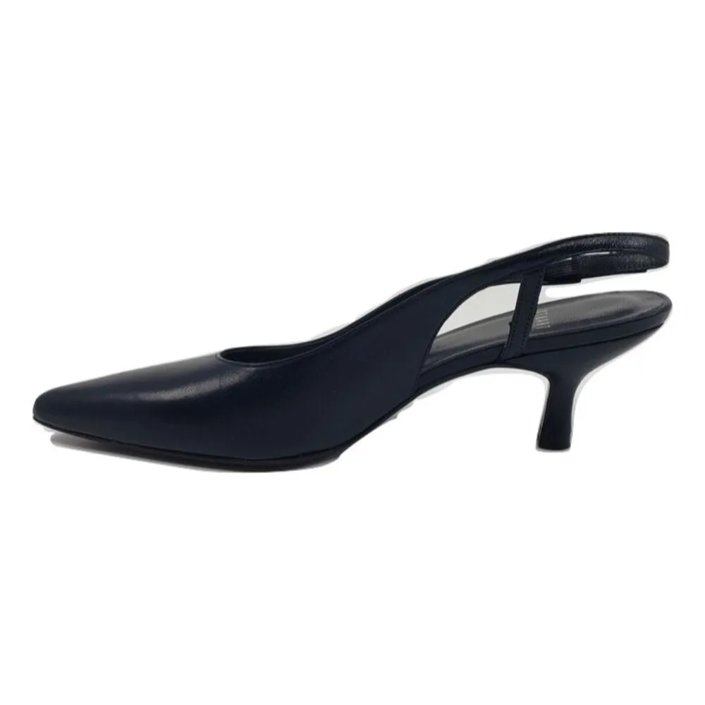 Gala Navy Leather Stuart Weitzman Slingback Pumps