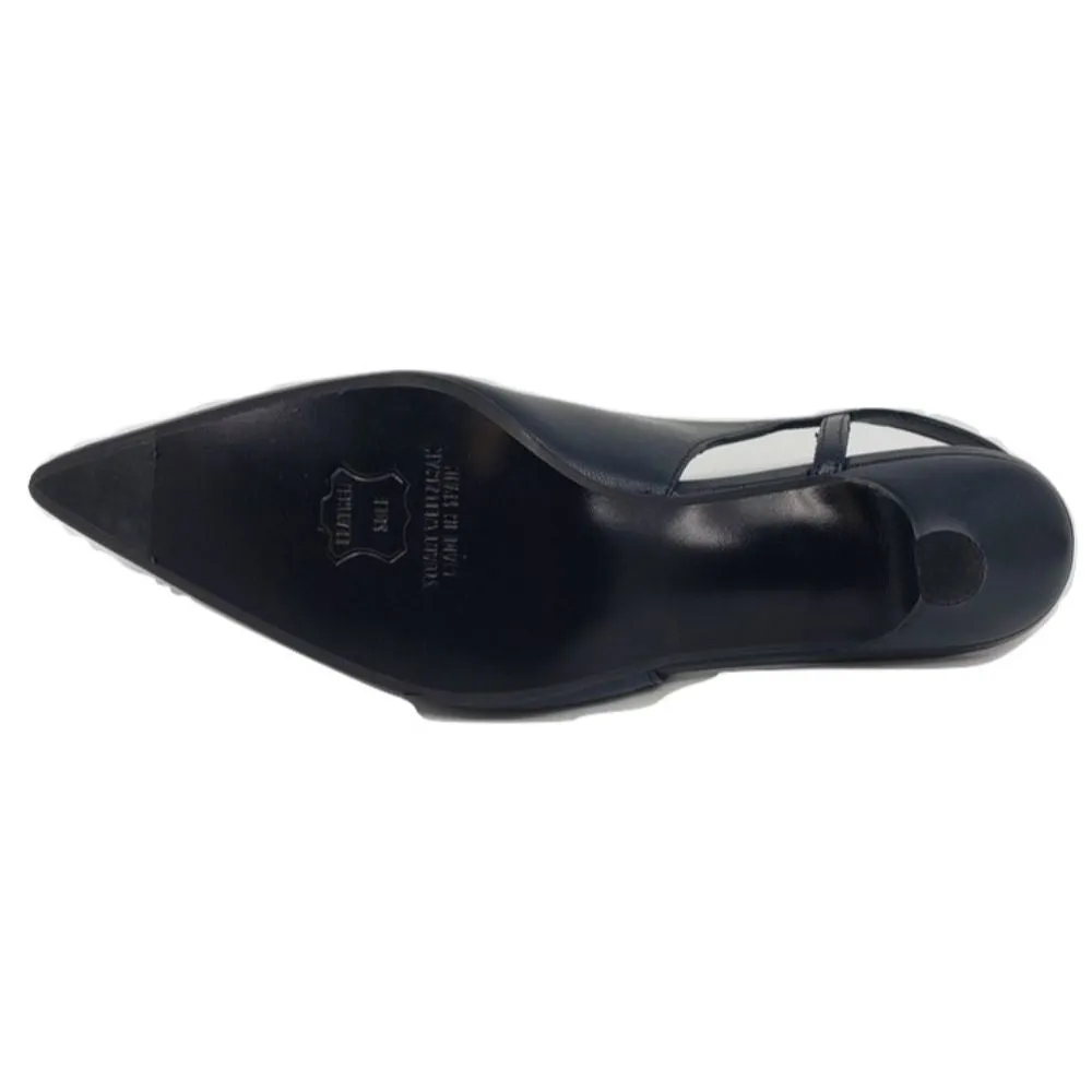Gala Navy Leather Stuart Weitzman Slingback Pumps