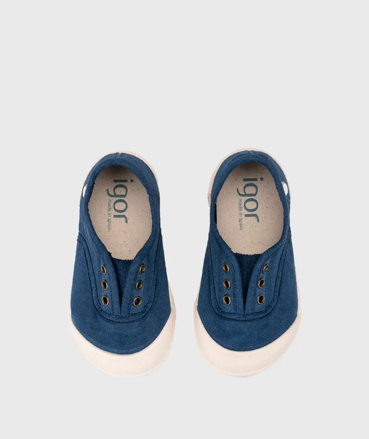 Igor Boy's And Girl's Lona Laceless Shoes - Marino