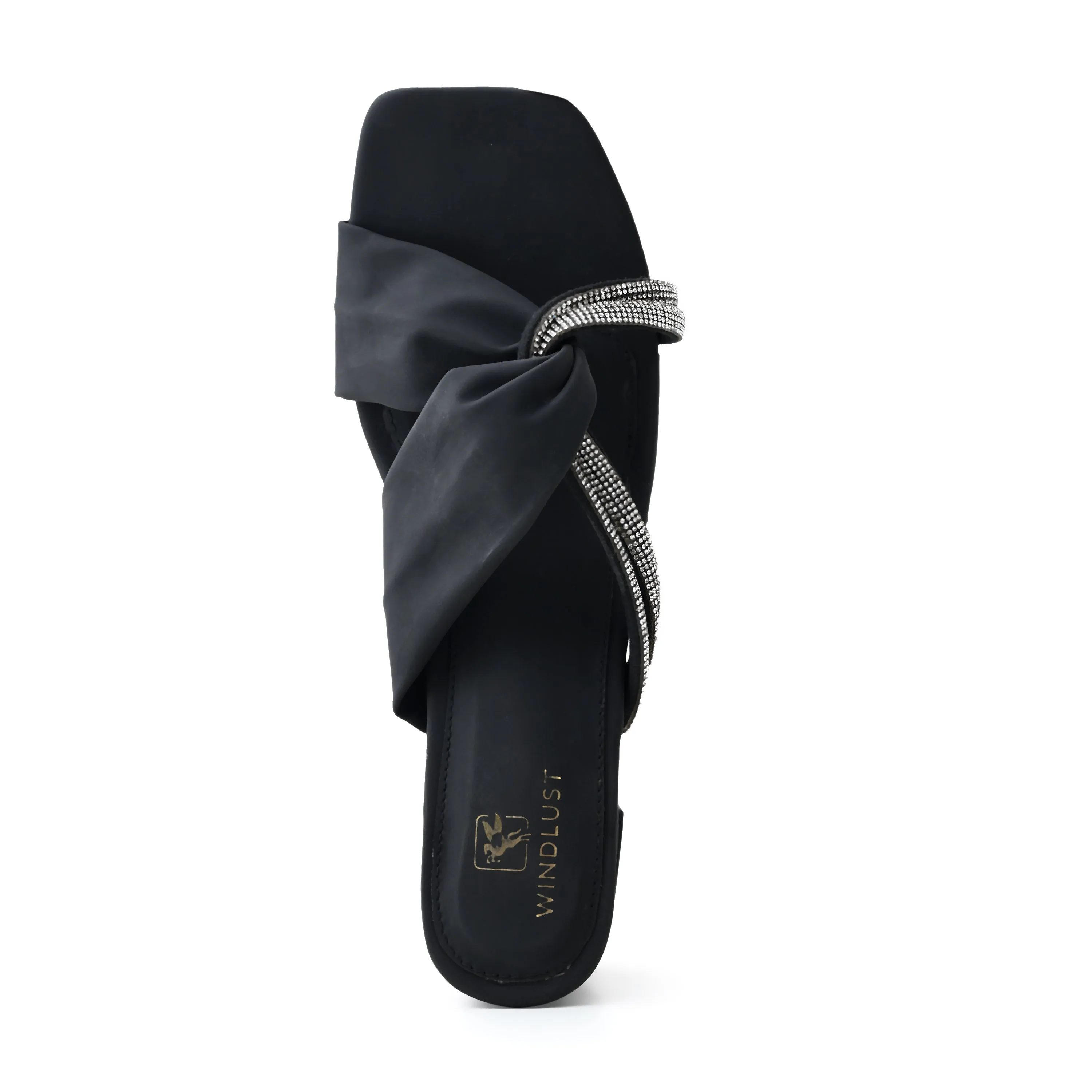 Interlocked Swarovski String Heels - Black