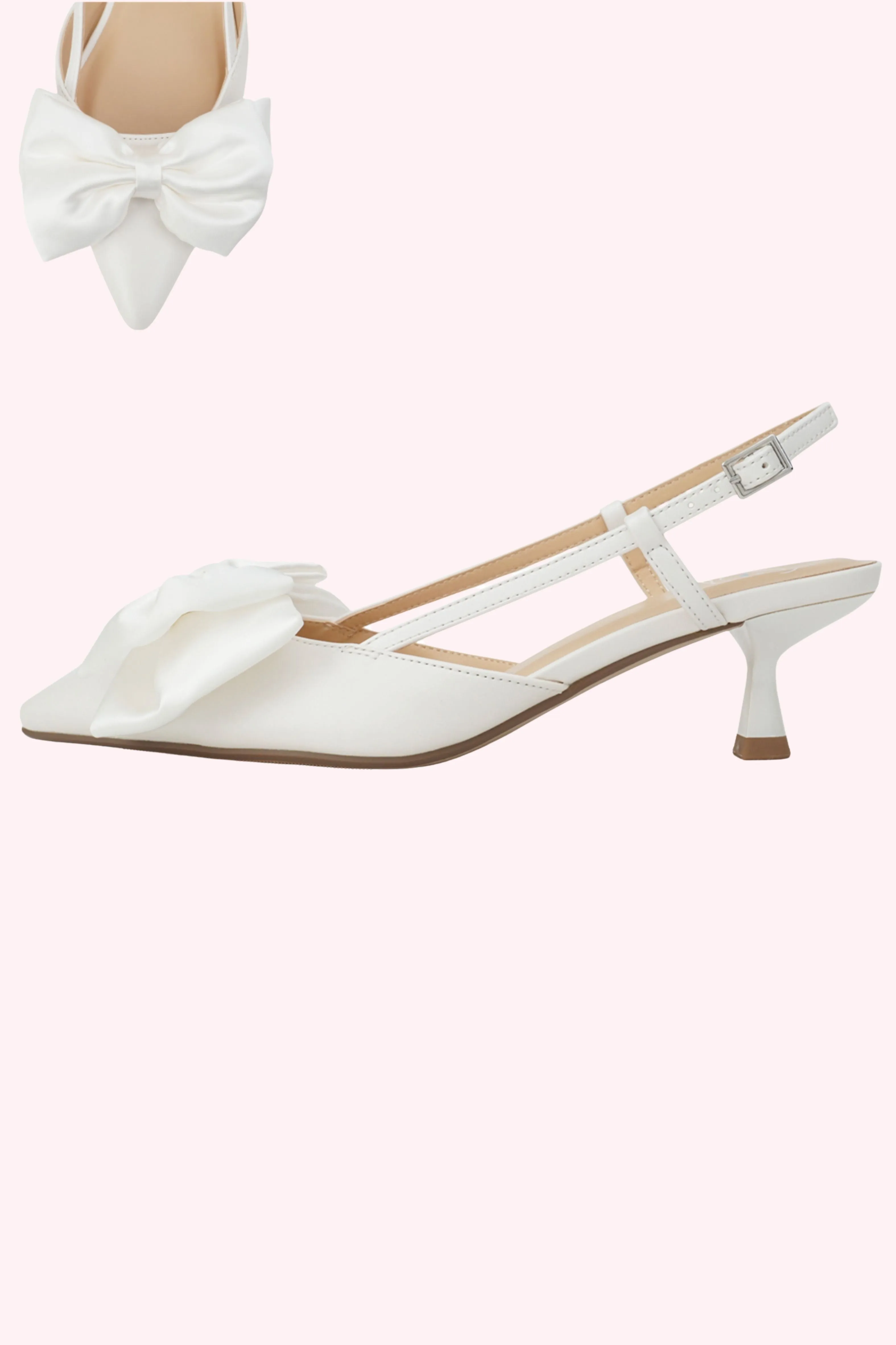 Lada White Bow Kitten Heels