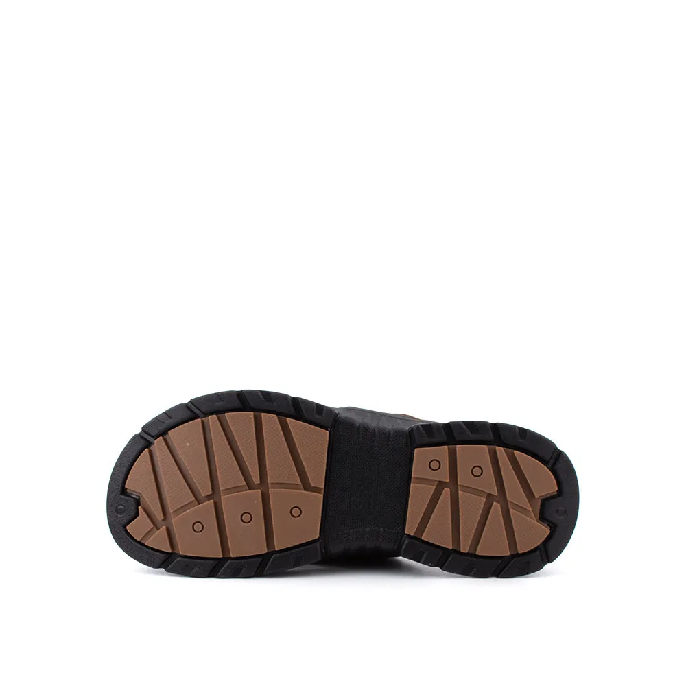 Leather Slip On Men Sandals with Wide Strap Brown MARCO IV 892302-XC3PSV-3