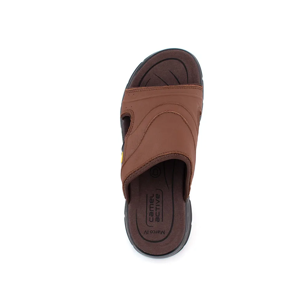 Leather Slip On Men Sandals with Wide Strap Brown MARCO IV 892302-XC3PSV-3