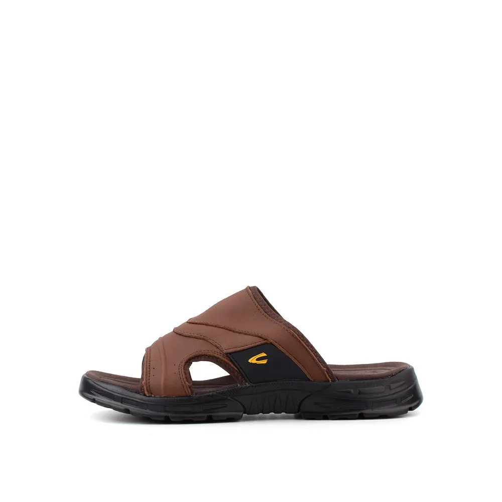 Leather Slip On Men Sandals with Wide Strap Brown MARCO IV 892302-XC3PSV-3