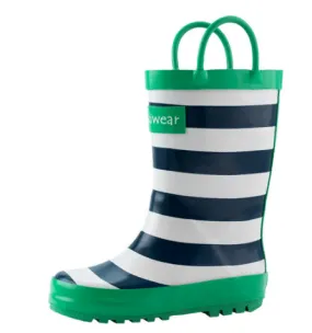 Loop Handle Boots, Blue/Green/White Stripes