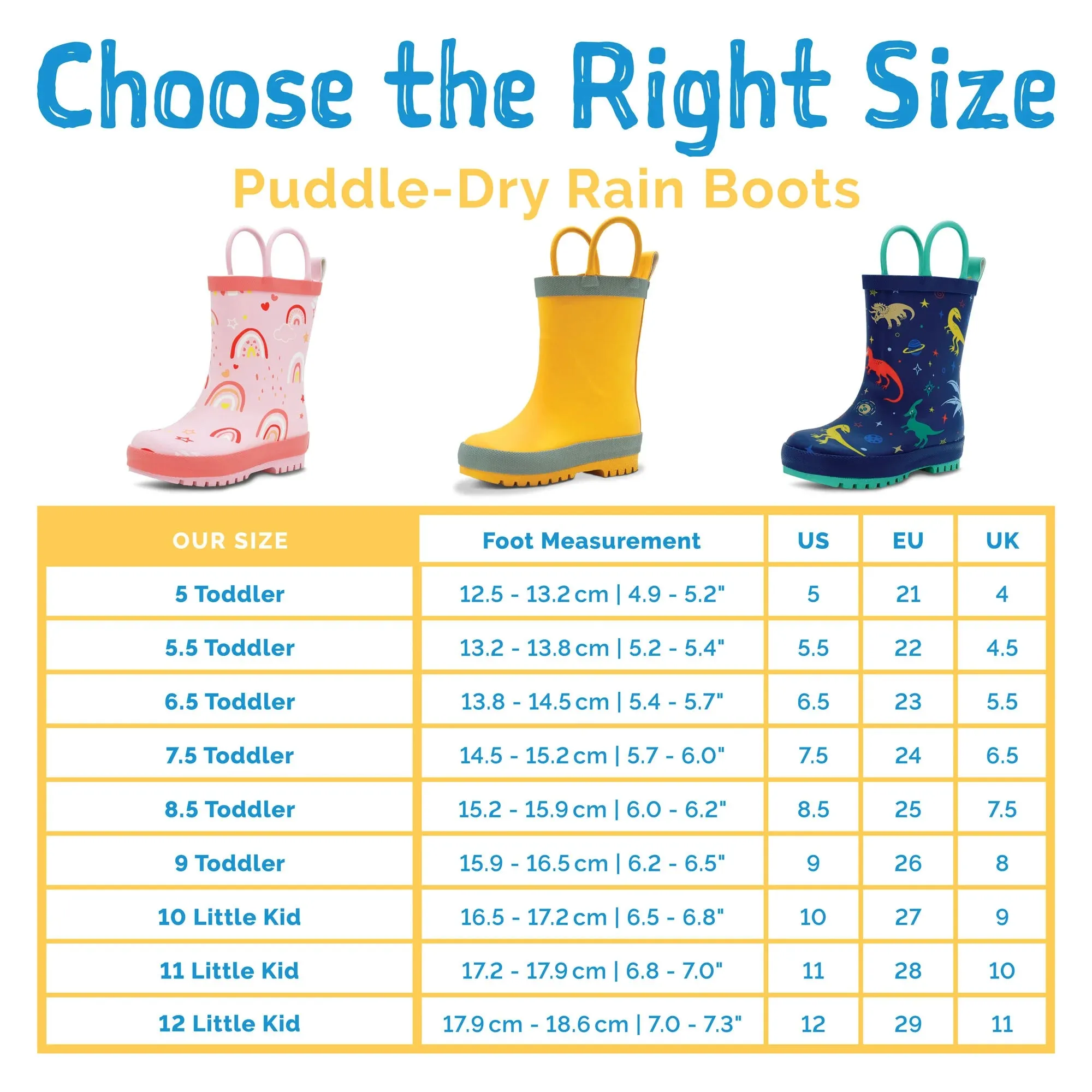 Natural Rubber Toddler/Kids Yellow Rain Boots
