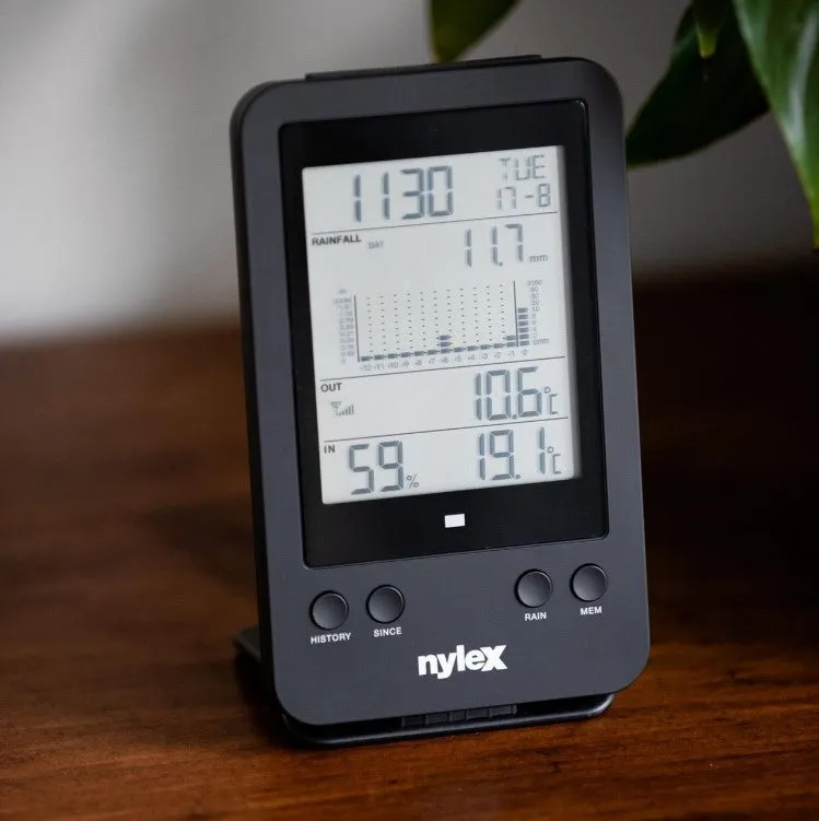Nylex Digital Rain Gauge/Wireless Rain Collector Sensor/Weather & Temperature