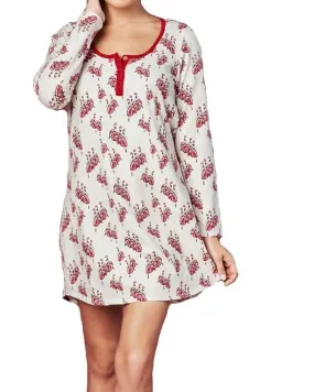 Pajamas French Dancers Stretch L-S Henley Nightshirt in Multi | Multi