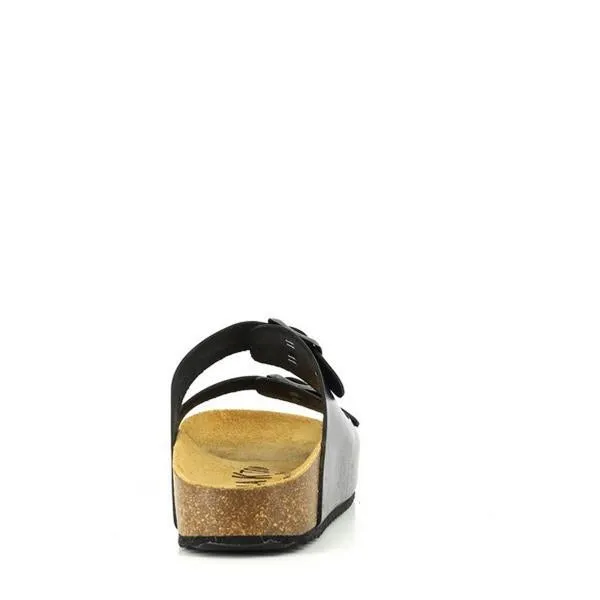 Plakton 340010 Black Leather Two Strap Sandals