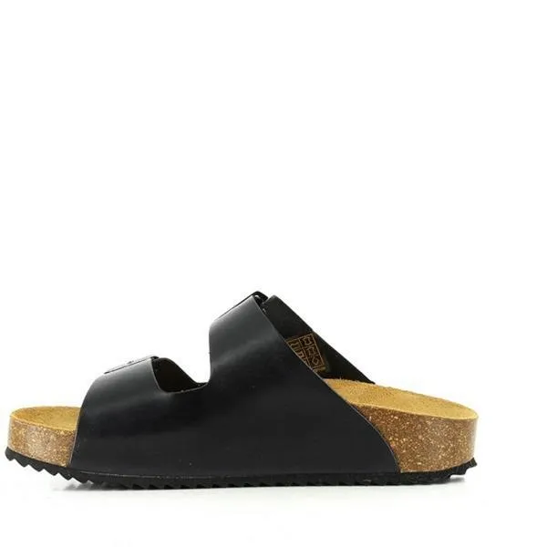 Plakton 340010 Black Leather Two Strap Sandals