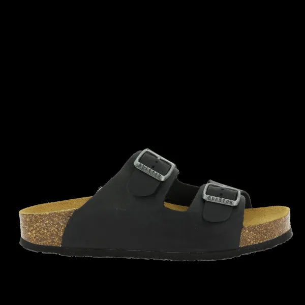 Plakton 340010 Black Leather Two Strap Sandals