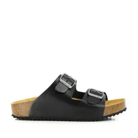 Plakton 340010 Black Leather Two Strap Sandals