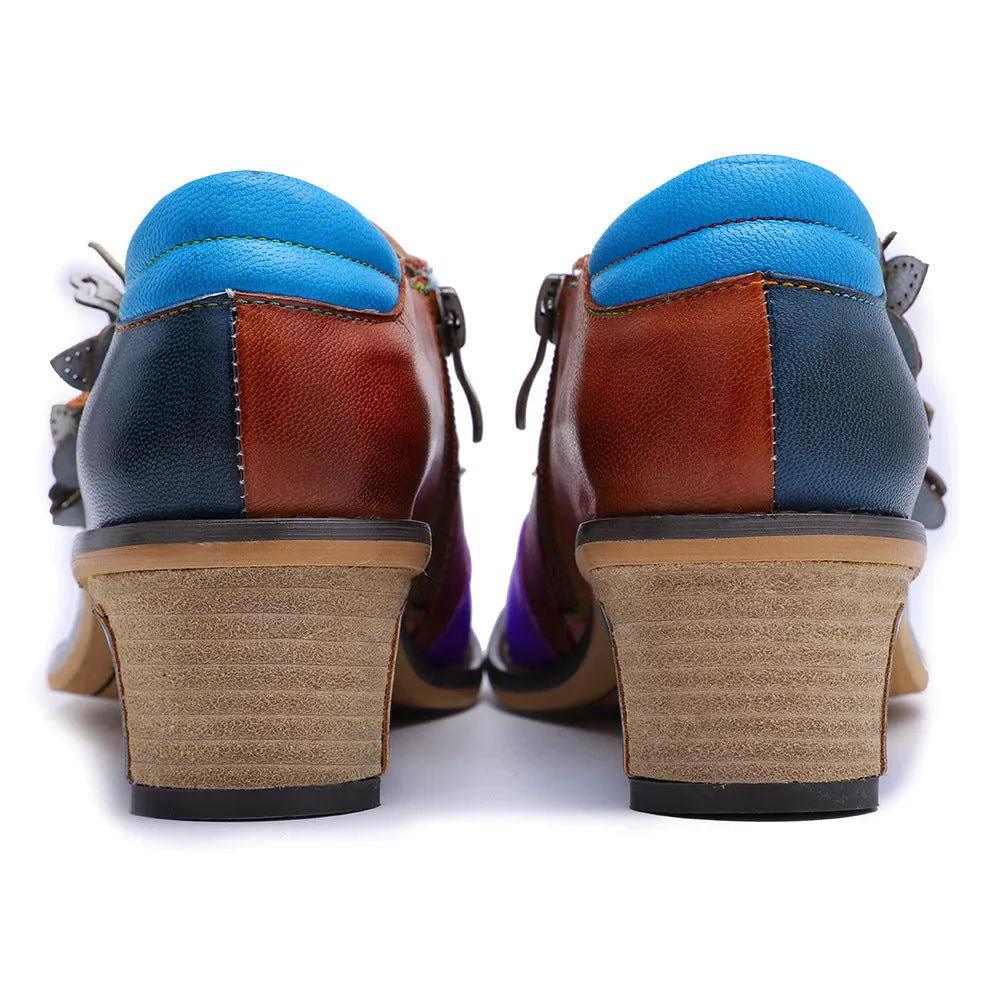 Retro Contrasting Color Comfortable Four-season Shoes Brock Leather Shoes