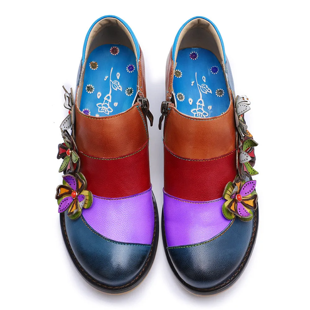 Retro Contrasting Color Comfortable Four-season Shoes Brock Leather Shoes
